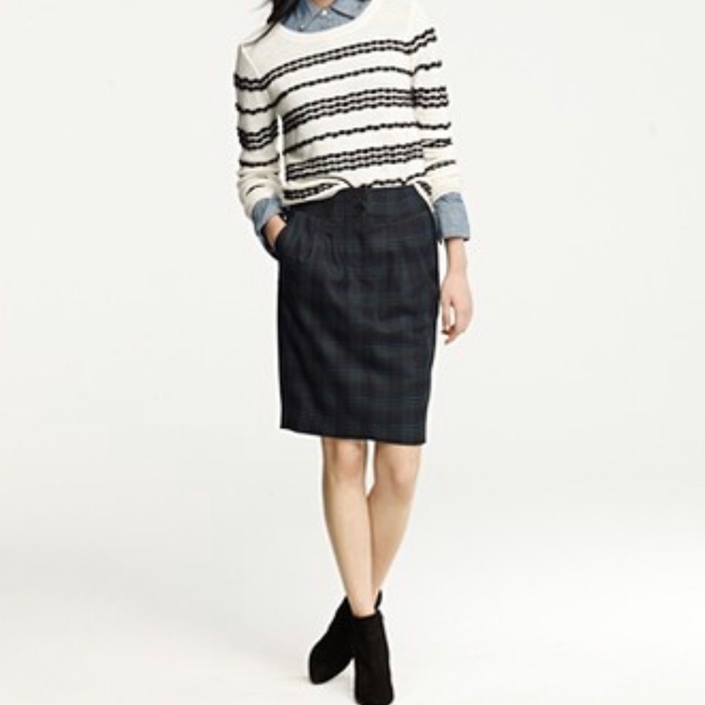 J. Crew Pleated Tartan Pencil Skirt